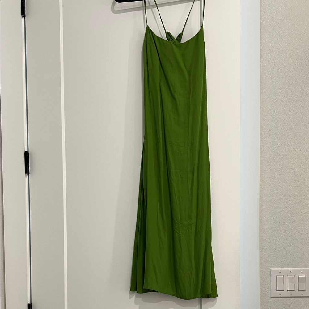 Reformation Strapless Dress in Vibrant Green